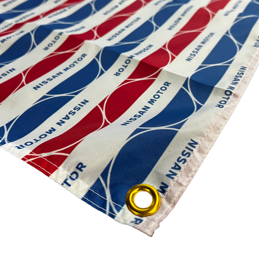 Flag - "NISSAN MOTOR" - Reproduced From Old Packaging - ~90x150cm