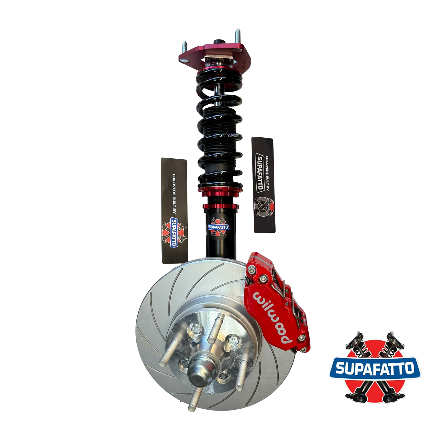 Front Coilovers - Wilwood 4-Pot Calipers - 280mm R-Spec Slotted Rotors - Most Models