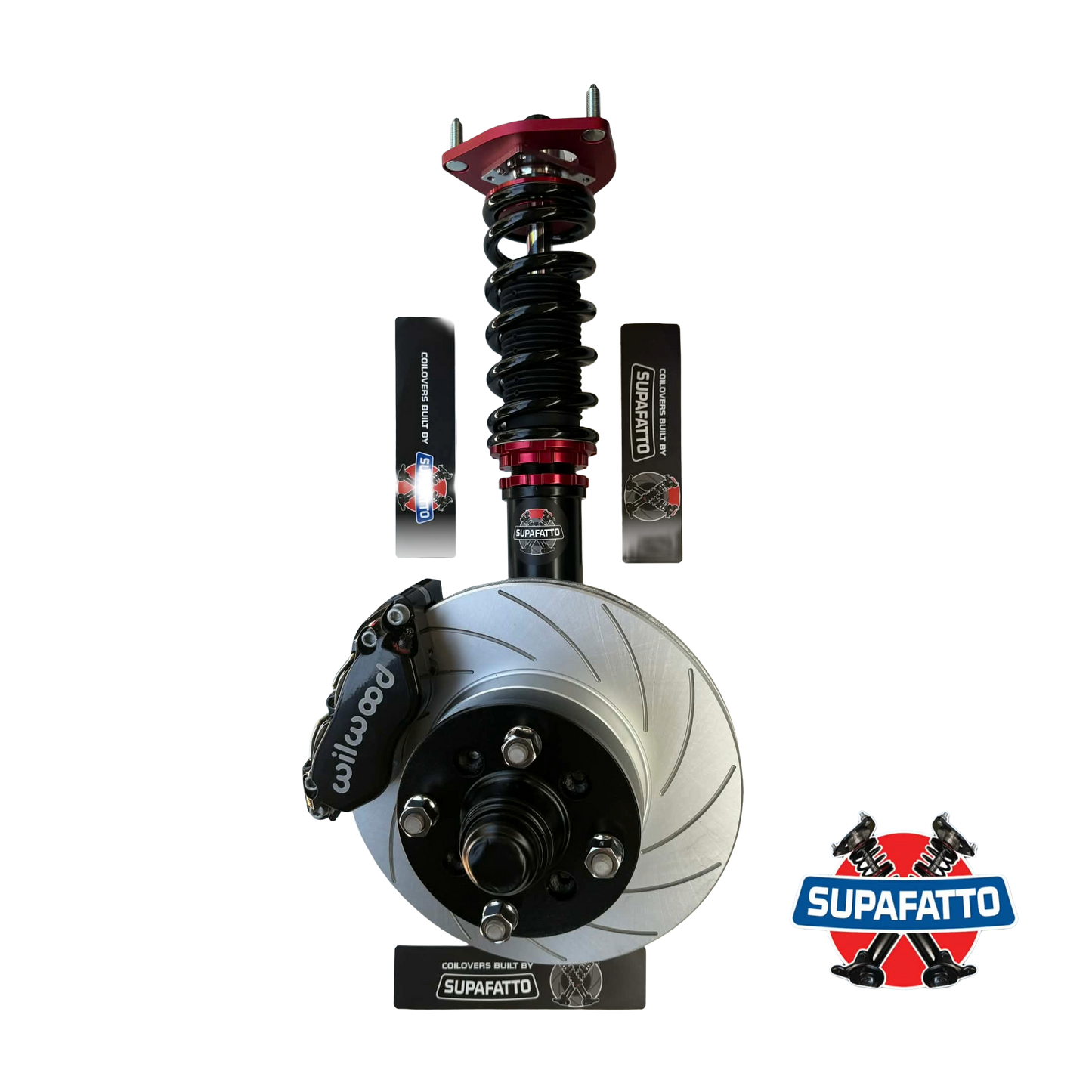 Front Coilovers - Wilwood 4-Pot Calipers - 280mm R-Spec Slotted Rotors - Most Models