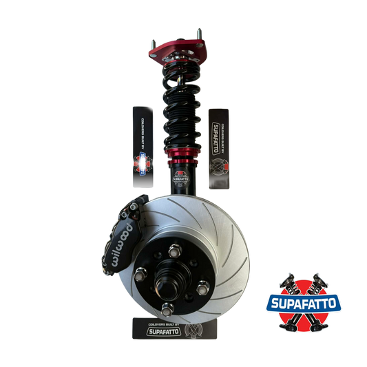 Front Coilovers - Wilwood 4-Pot Calipers - 280mm R-Spec Slotted Rotors - Most Models